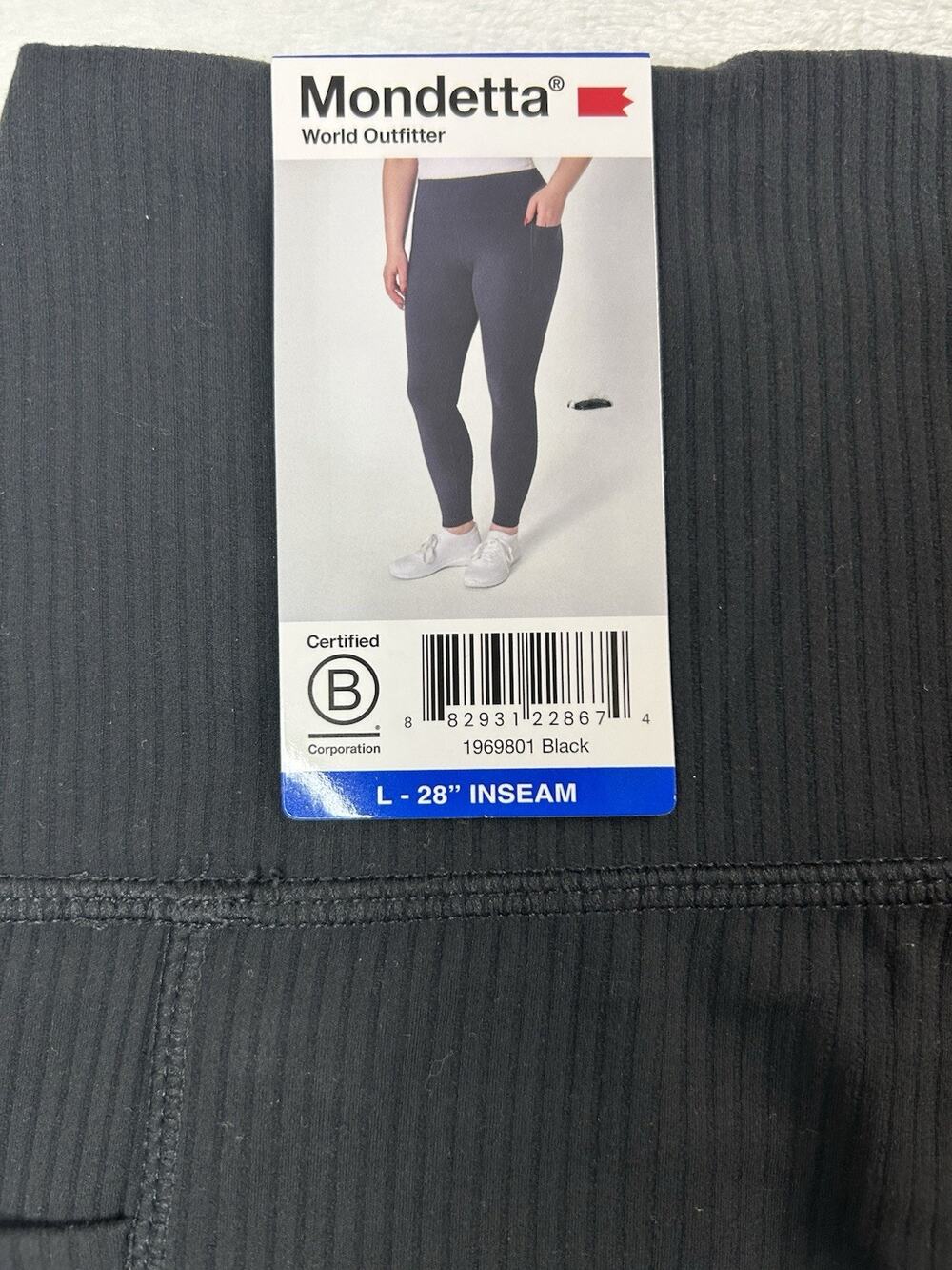 Mondetta World Outfitters Women's Black Ribbed Legging Size Large NWT Athleisure